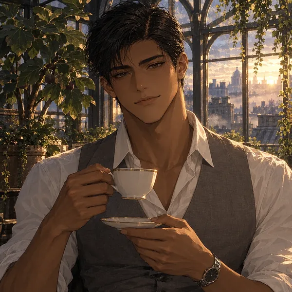 Portrait of Elias, a fictional AI character
